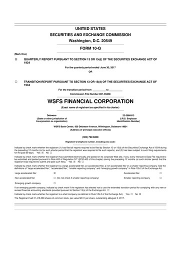 Miniature WSFS Financial 10-Q Rapport trimestriel  