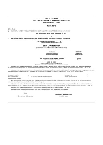 Thumbnail SLM Corporation (Sallie Mae) 10-Q Quarterly Report FY2017 