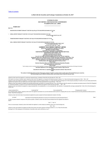 Thumbnail Harmony Gold 20-F Annual Report 