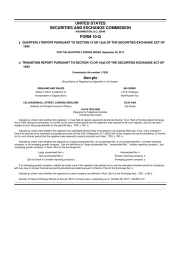 Thumbnail Aon 10-Q Quarterly Report FY2017 