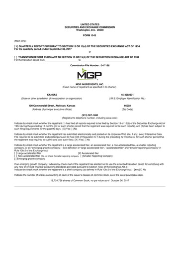 Thumbnail MGP Ingredients 10-Q Quarterly Report FY2017 