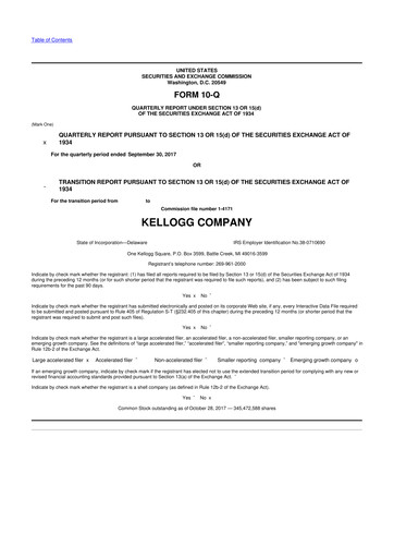 Thumbnail Kellanova 
 (Kellogg's) 10-Q Quarterly Report FY2017 