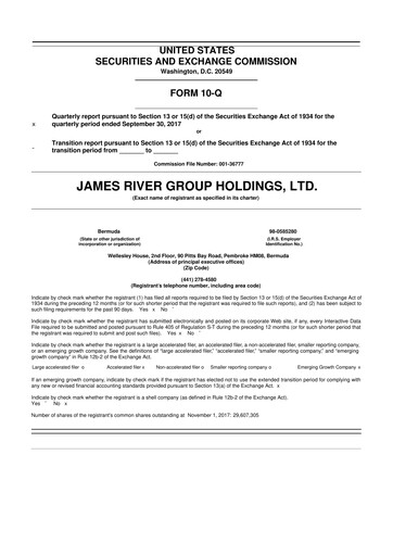 Thumbnail James River Group 10-Q Quarterly Report FY2017 