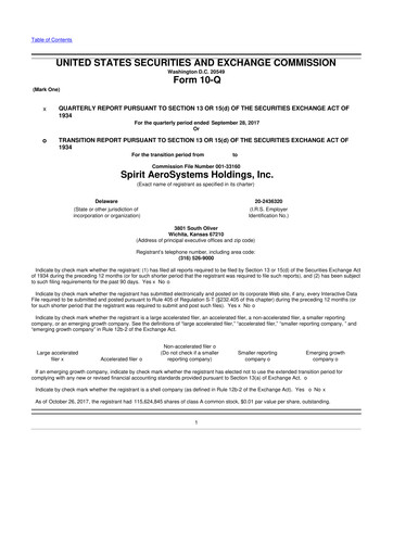 Thumbnail Spirit AeroSystems 10-Q Quarterly Report FY2017 