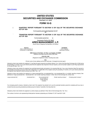 Thumbnail Ares Management
 10-Q Quarterly Report FY2017 