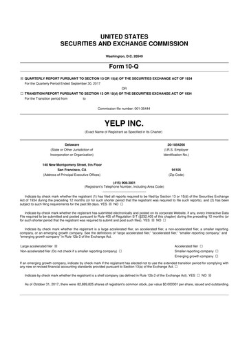 Miniature Yelp 10-Q Rapport trimestriel 2017 