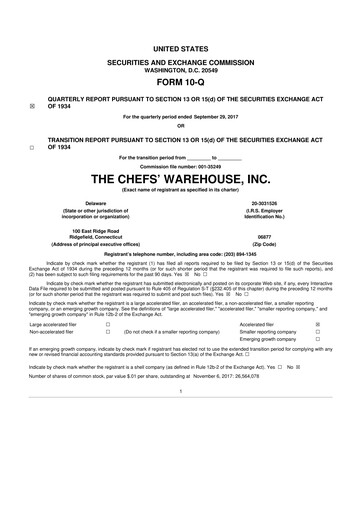 Miniature Chefs' Warehouse 10-Q Rapport trimestriel 2017 