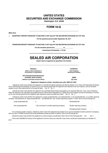 Miniature Sealed Air
 10-Q Rapport trimestriel 2017 