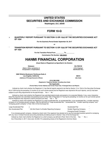 Vorschaubild Hanmi Financial 10-Q Quartalsbericht 2017 