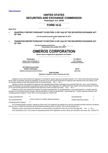 Thumbnail Omeros Corporation 10-Q Quarterly Report FY2017 