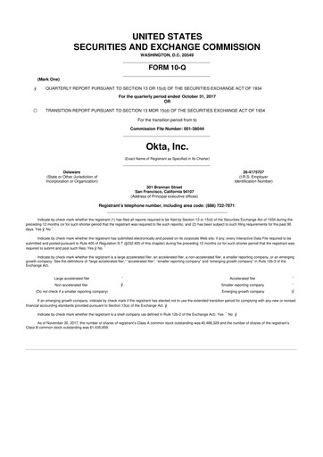 Thumbnail Okta 10-Q Quarterly Report FY2018 