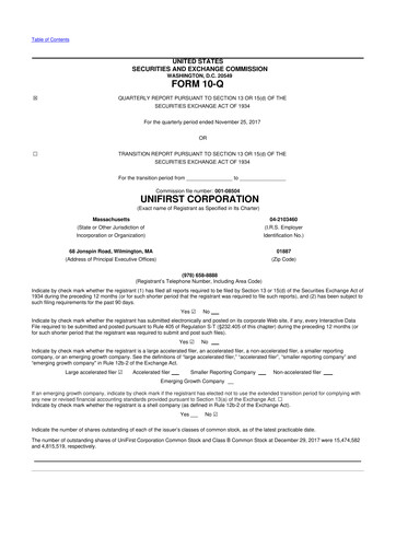 Vorschaubild UniFirst 10-Q Quartalsbericht 2018 