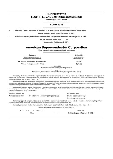 Thumbnail American Superconductor Corporation 10-Q Quarterly Report FY2017 