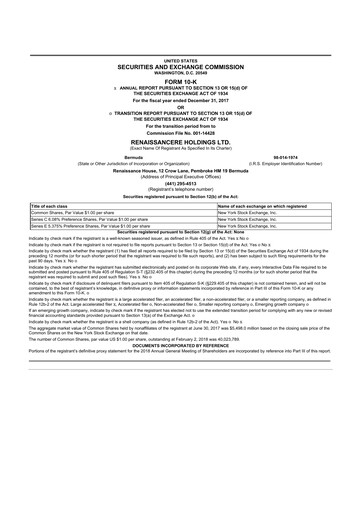 Thumbnail RenaissanceRe
 10-K Annual Report 2017