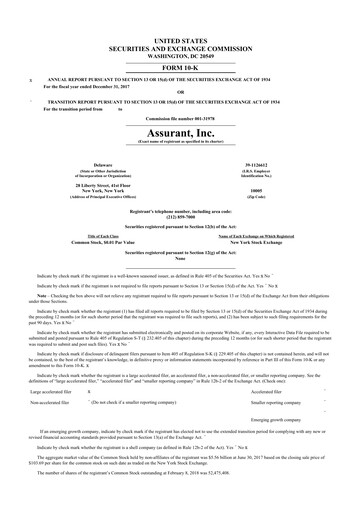 Thumbnail Assurant 10-K Annual Report 2017