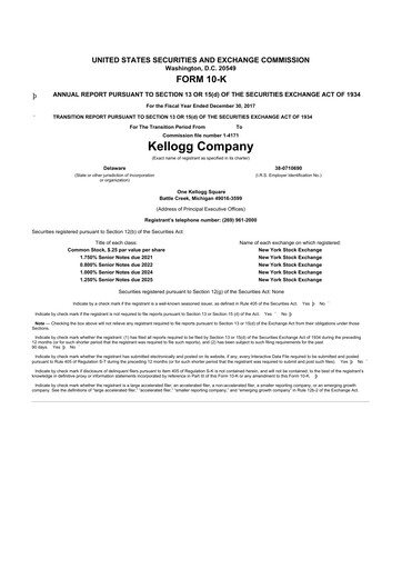 Thumbnail Kellanova 
 (Kellogg's) 10-K Annual Report 2017