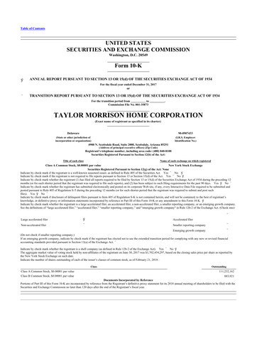 Thumbnail Taylor Morrison
 10-K Annual Report 2017