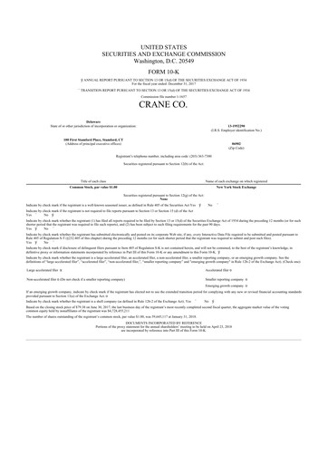 Vorschaubild Crane NXT 10-K Jahresbericht 2017