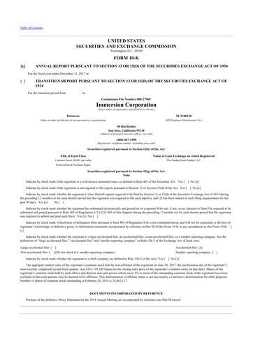 Thumbnail Immersion Corporation
 10-K Annual Report 2017