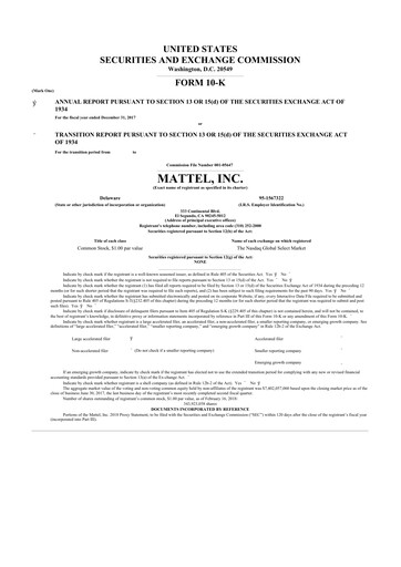 Thumbnail Mattel
 10-K Annual Report 2017