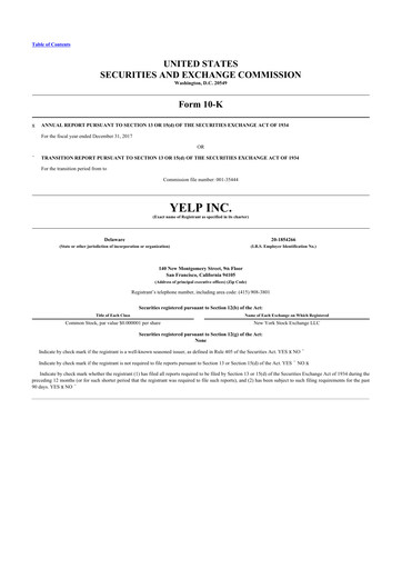 Thumbnail Yelp 10-K Annual Report 2017