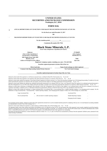 Thumbnail Black Stone Minerals
 10-K Annual Report 2017