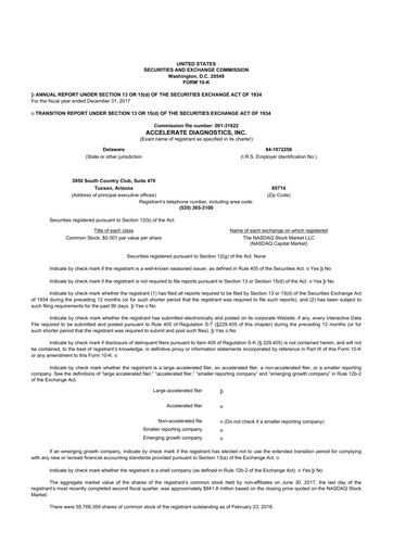 Thumbnail Accelerate Diagnostics 10-K Annual Report 2017