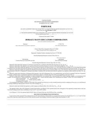 Thumbnail Horace Mann Educators 10-K Annual Report 2017