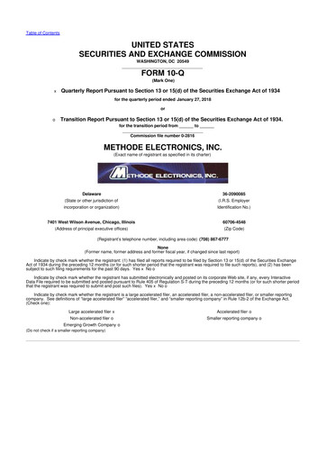 Thumbnail Methode Electronics
 10-Q Quarterly Report FY2018 