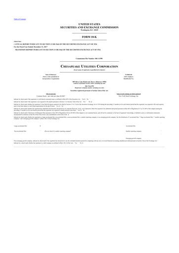 Thumbnail Chesapeake Utilities
 10-K Annual Report 2017