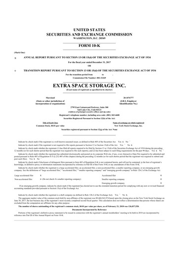 Thumbnail Extra Space Storage
 10-K Annual Report 2017