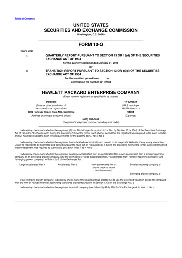 Thumbnail Hewlett Packard Enterprise 10-Q Quarterly Report FY2018 