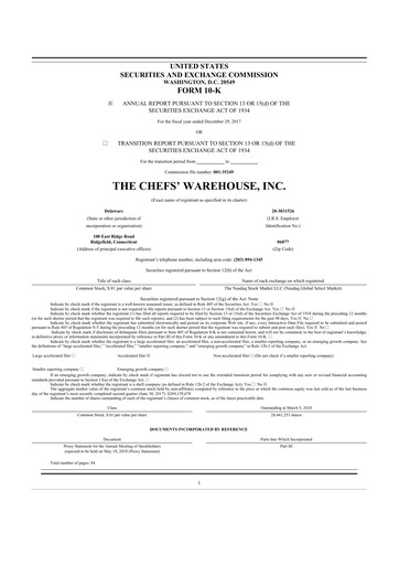 Thumbnail Chefs' Warehouse 10-K Annual Report 2017