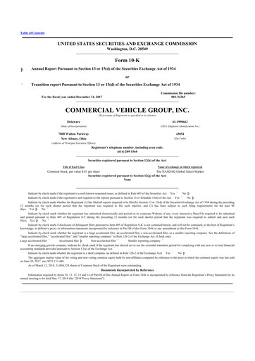 Thumbnail Commercial Vehicle Group (CVG) 10-K Annual Report 2017
