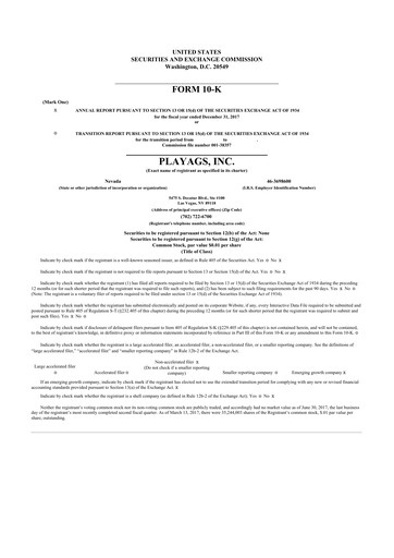 Thumbnail PlayAGS
 10-K Annual Report 2017