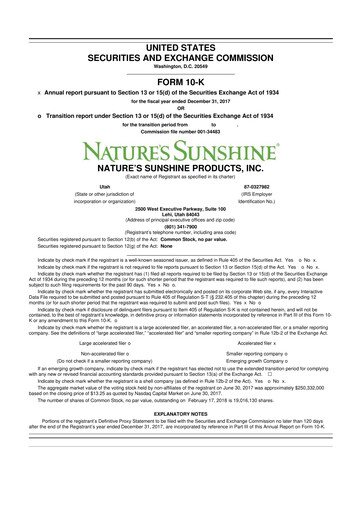 Vorschaubild Nature's Sunshine Products 10-K Jahresbericht 2017