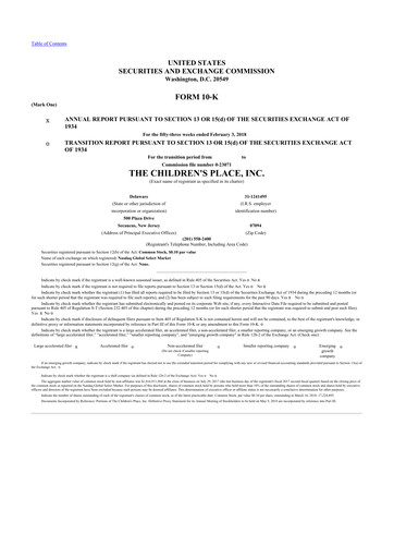 Thumbnail The Children's Place
 10-K Annual Report 2017