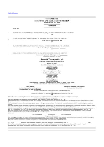 Vorschaubild Summit Therapeutics
 20-F Jahresbericht 2018