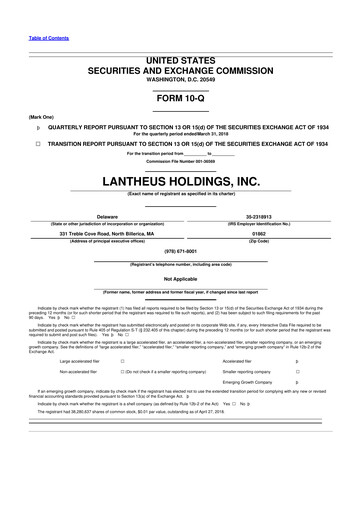 Thumbnail Lantheus Holdings 10-Q Quarterly Report FY2018 