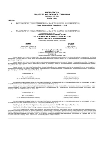 Miniature Select Medical Holdings 10-Q Rapport trimestriel 2018 