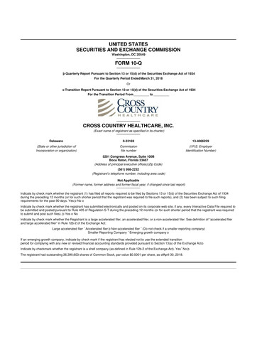 Thumbnail Cross Country Healthcare 10-Q Quarterly Report FY2018 