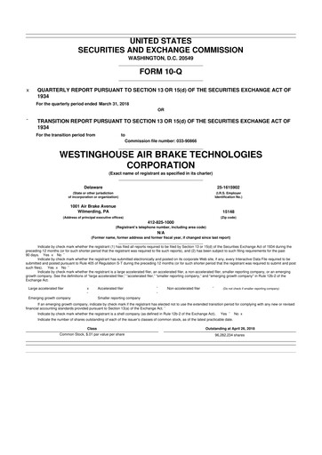 Thumbnail Wabtec 10-Q Quarterly Report FY2018 
