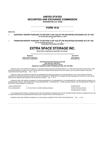 Vorschaubild Extra Space Storage
 10-Q Quartalsbericht 2018 