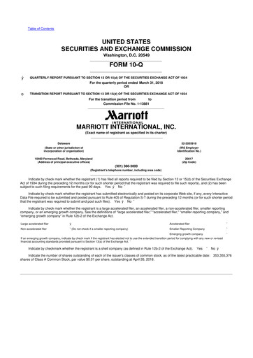 Thumbnail Marriott International 10-Q Quarterly Report FY2018 