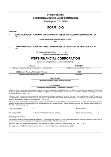 Miniature WSFS Financial 10-Q Rapport trimestriel  