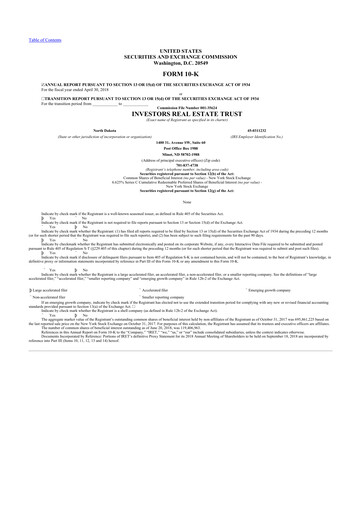 Thumbnail Centerspace 10-K Annual Report 2018