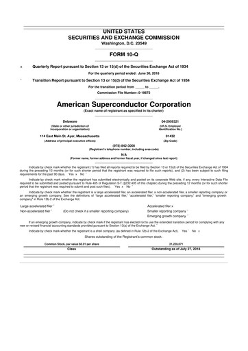 Thumbnail American Superconductor Corporation 10-Q Quarterly Report FY2018 