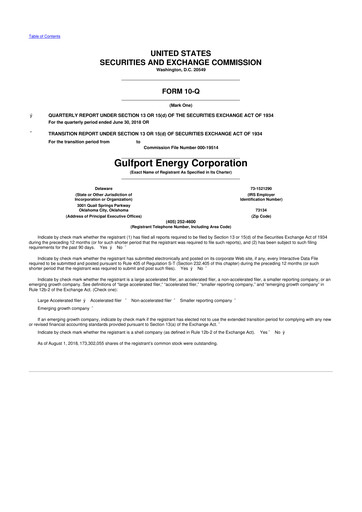 Thumbnail Gulfport Energy 10-Q Quarterly Report FY2018 