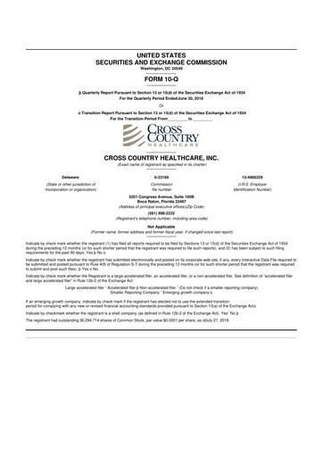 Thumbnail Cross Country Healthcare 10-Q Quarterly Report FY2018 