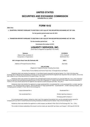 Thumbnail Liquidity Services
 10-Q Quarterly Report FY2018 